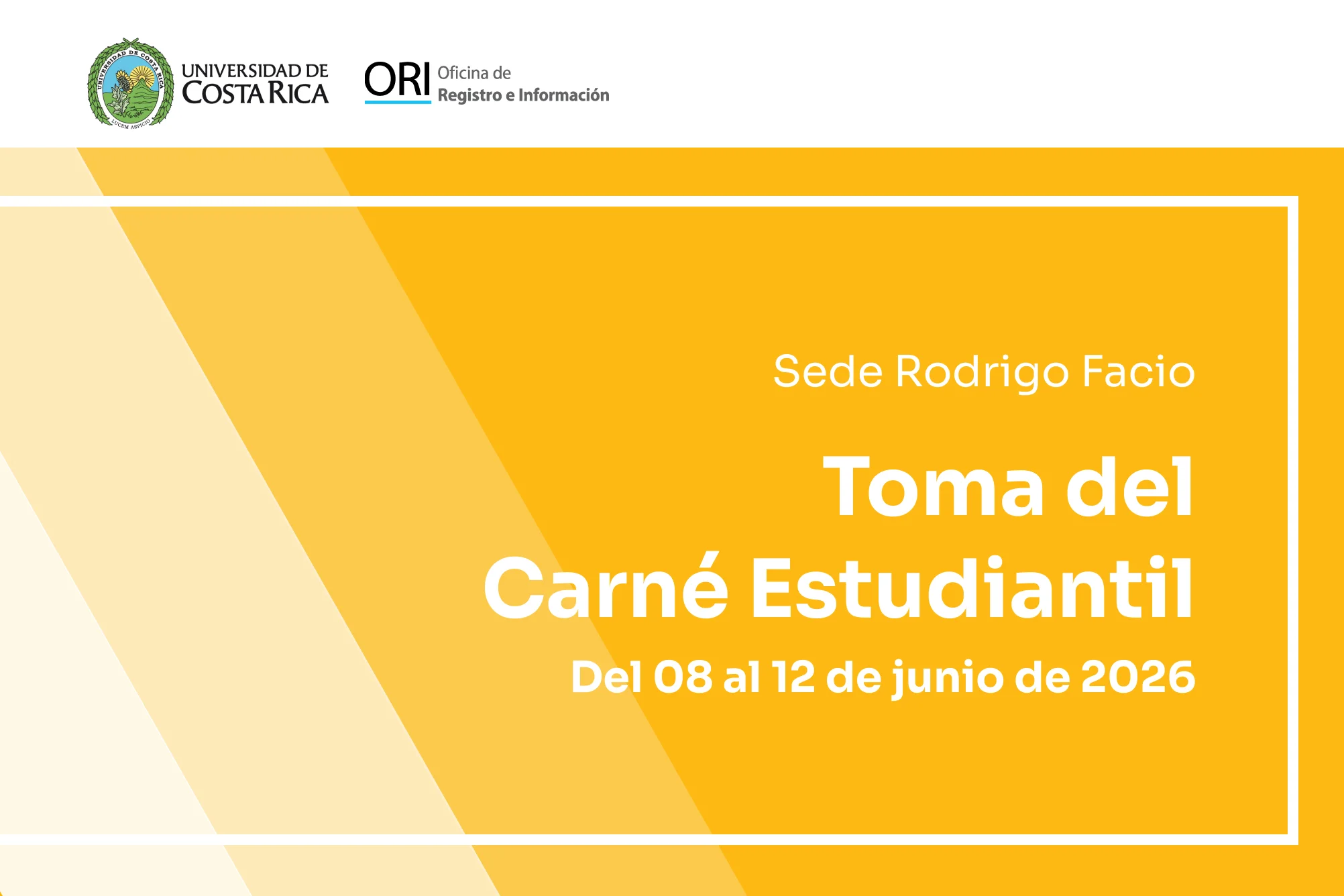 Toma de carné estudiantil I ciclo 2026